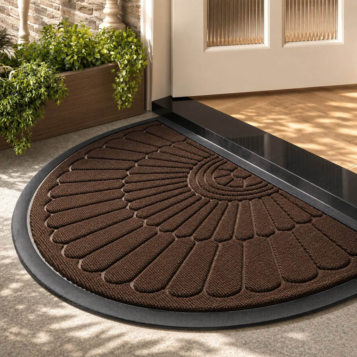 Doormat Half-Moon Textured Rubber Non-Slip Backing