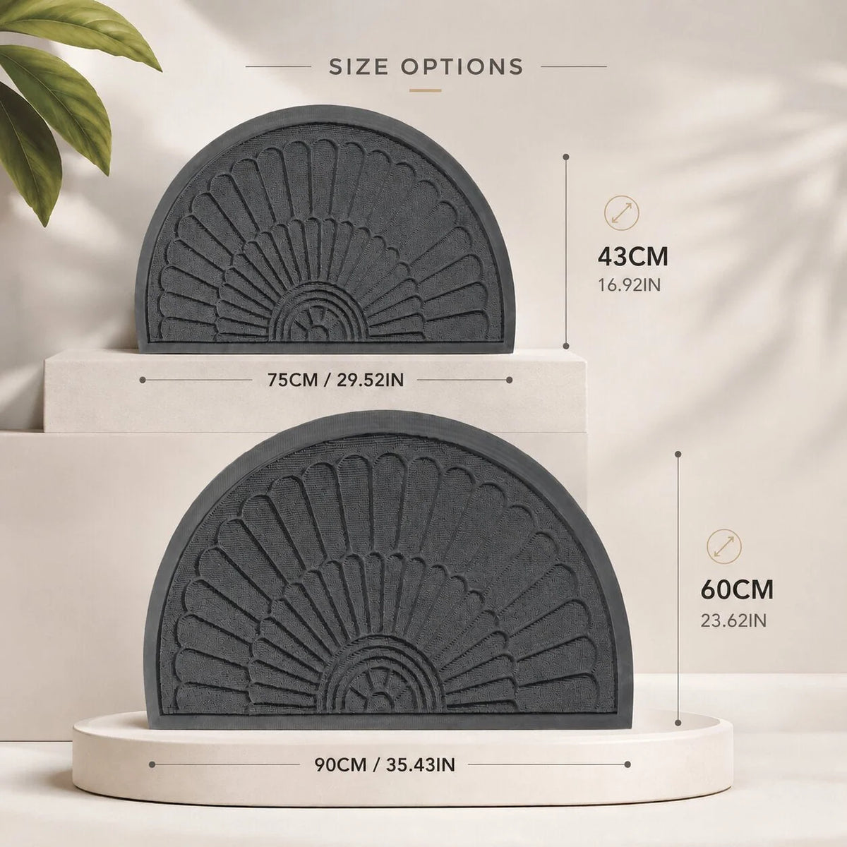 Doormat Half-Moon Textured Rubber Non-Slip Backing
