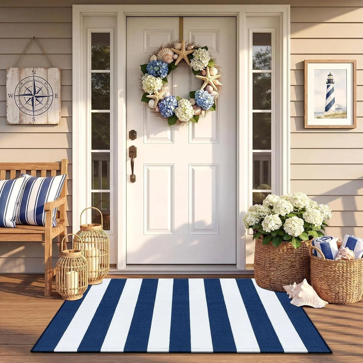 Doormat Striped Crystal Velvet Non-Slip Backing
