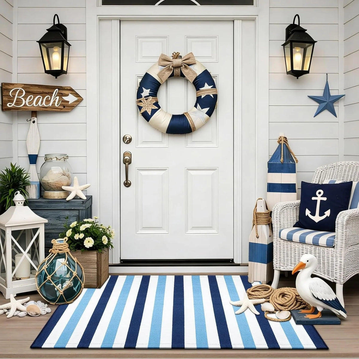Doormat Striped Crystal Velvet Non-Slip Backing