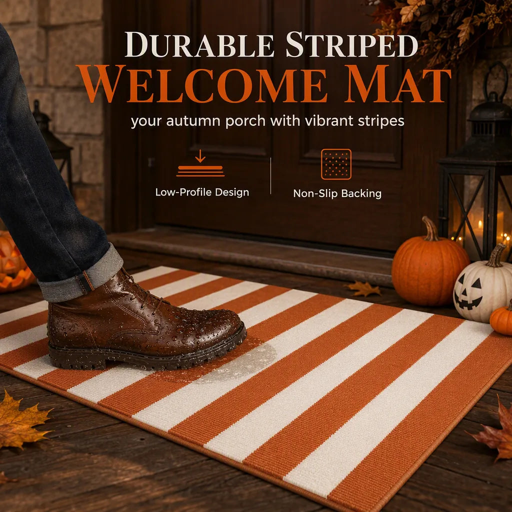 Doormat Striped Crystal Velvet Non-Slip Backing
