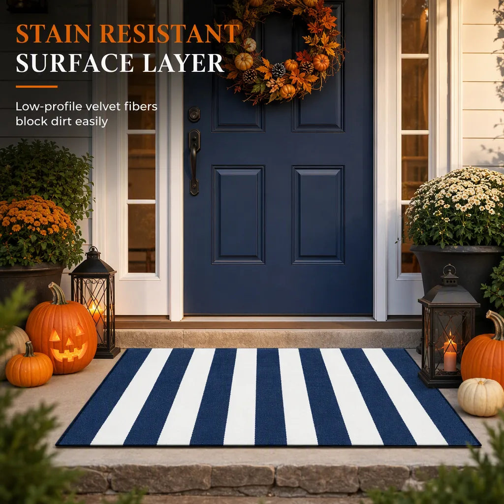 Doormat Striped Crystal Velvet Non-Slip Backing