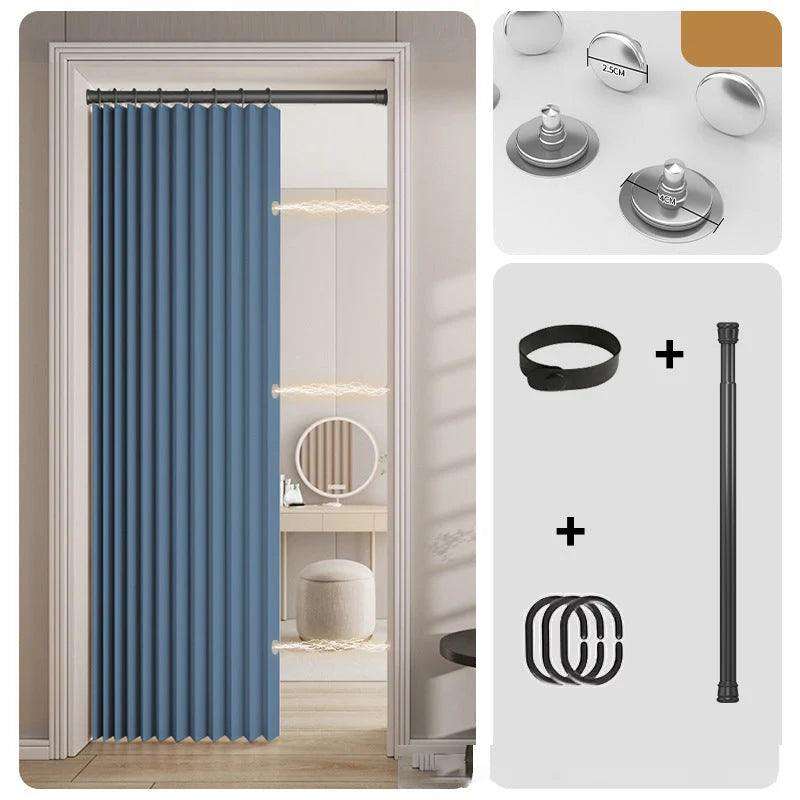 Doorway Curtain Accordion Magnetic Closure No-Drill Installation