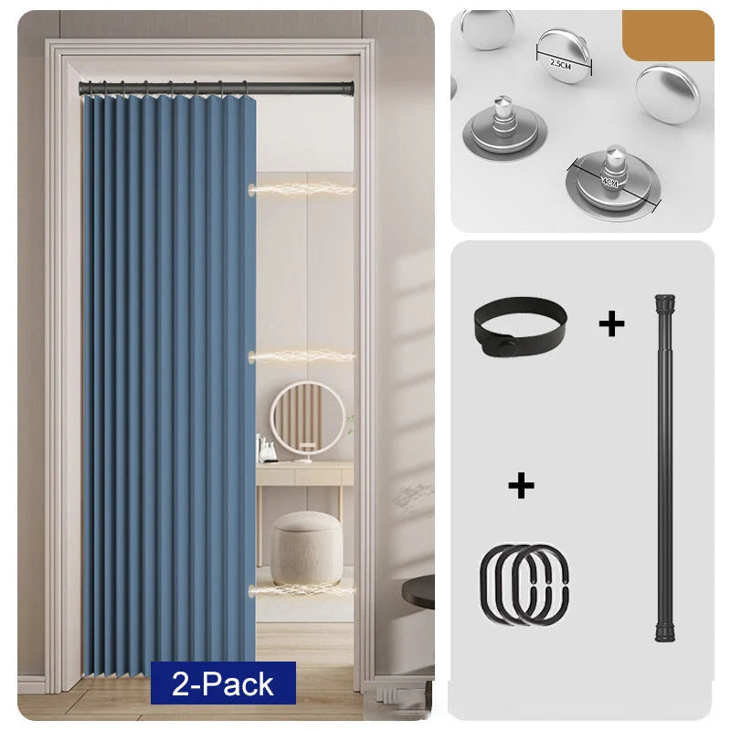 Doorway Curtain Accordion Magnetic Closure No-Drill Installation