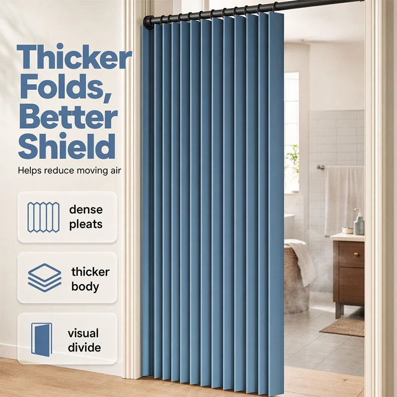Doorway Curtain Accordion Magnetic Closure No-Drill Installation