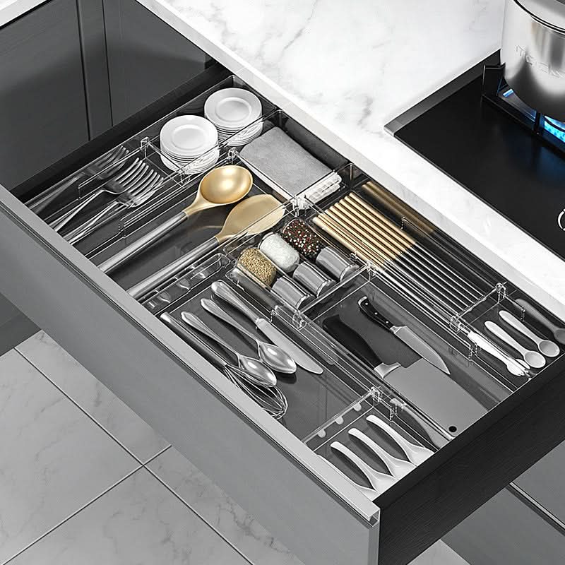 Drawer Organizer Adjustable Compartments Durable Plastic