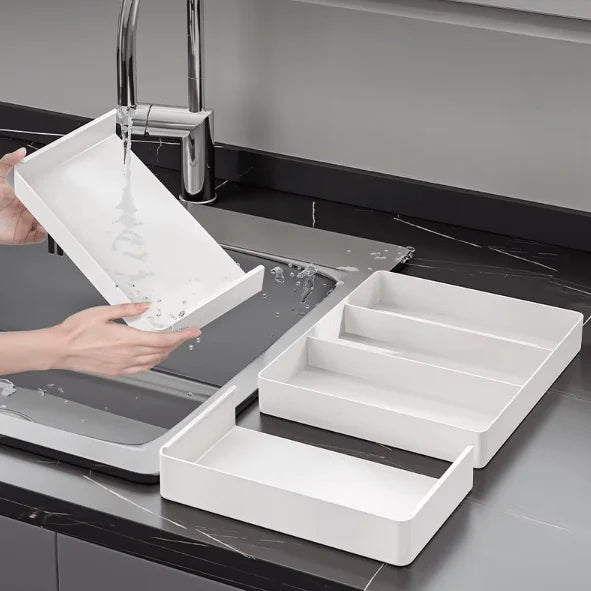 Drawer Organizer Adjustable Compartments Durable Plastic