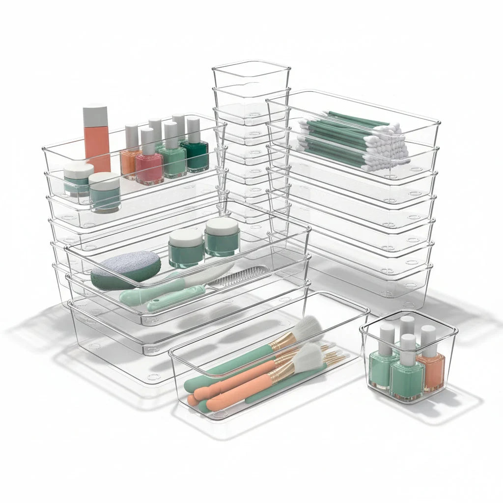 Drawer Organizer Tray Set Tessellating Removable Easy Clean