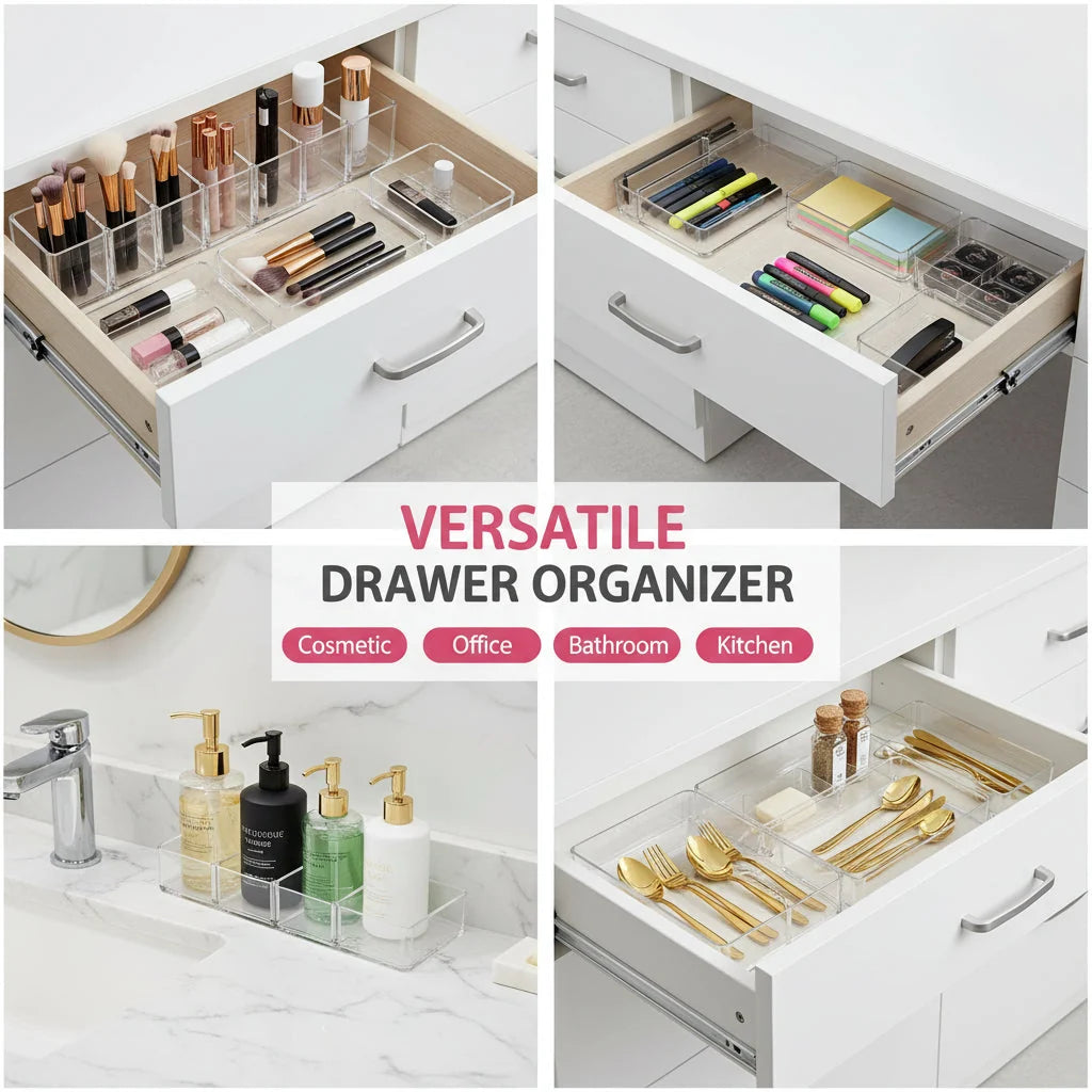 Drawer Organizer Tray Set Tessellating Removable Easy Clean
