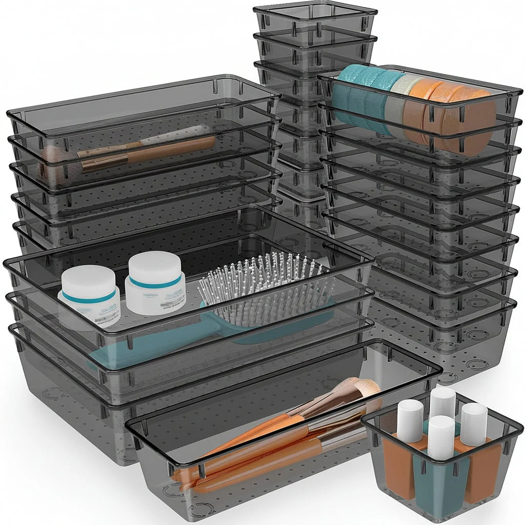 Drawer Organizer Tray Set Tessellating Removable Easy Clean