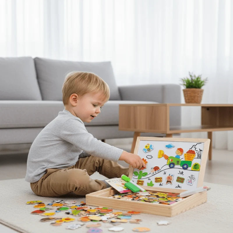 Drawing Board Magnetic Whiteboard & Chalkboard Beechwood Frame