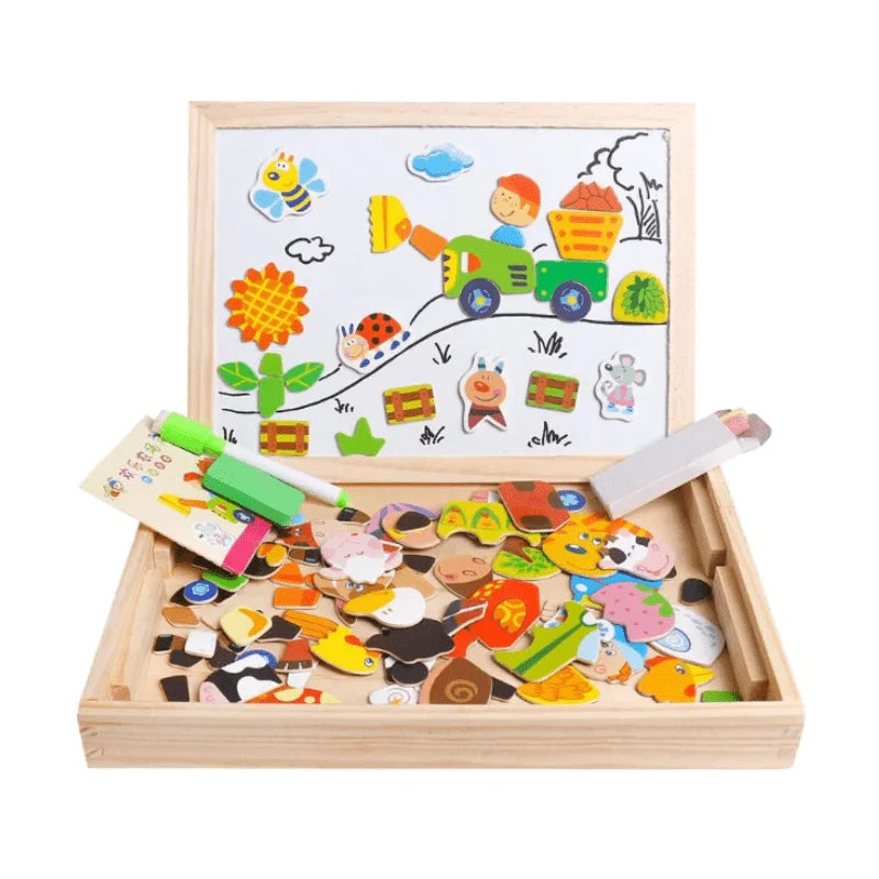 Drawing Board Magnetic Whiteboard & Chalkboard Beechwood Frame