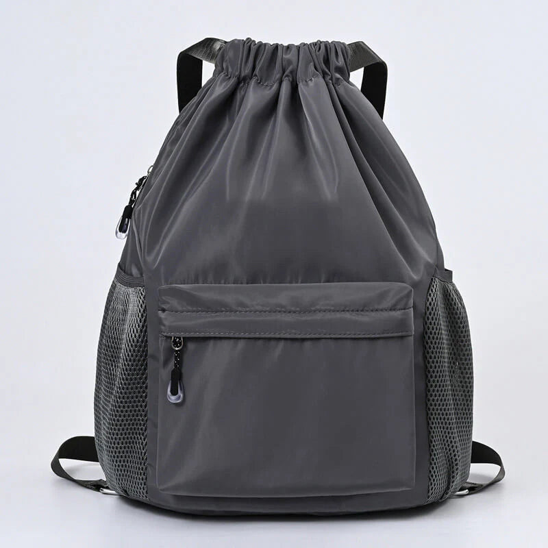 Drawstring Sports Backpack Separate Shoe Compartment Multiple Pockets Lightweight Polyესტer