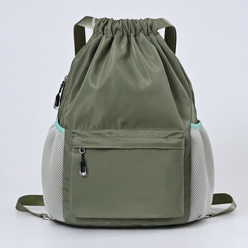 Drawstring Sports Backpack Separate Shoe Compartment Multiple Pockets Lightweight Polyესტer