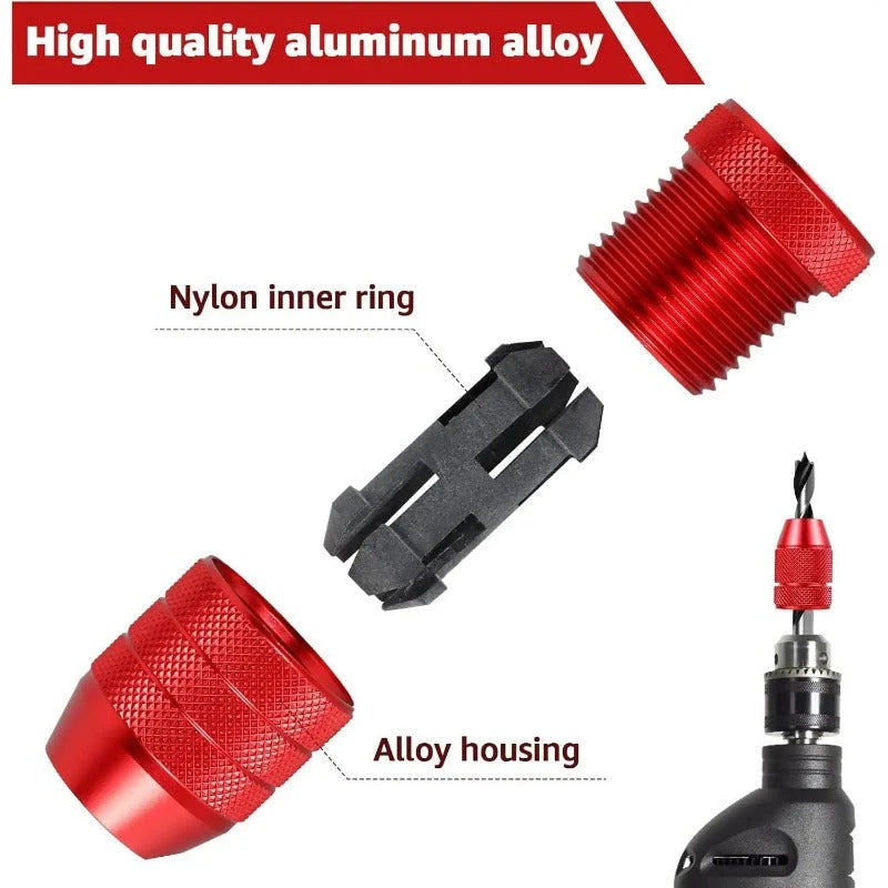 Drill Bit Depth Stop Collar Aluminum Nylon-Lined Tool-Free Adjustment