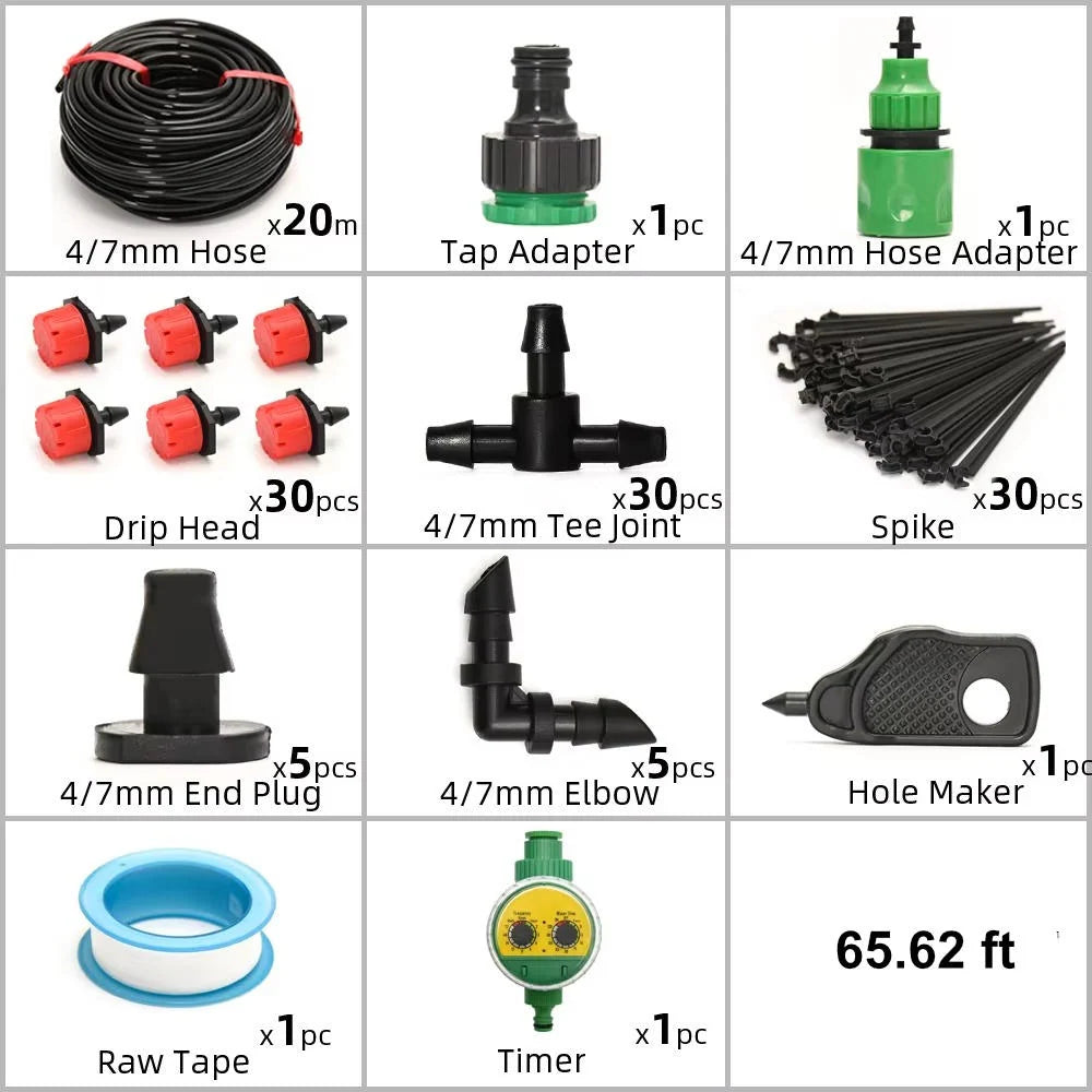 Drip Irrigation System Programmable Timer & Adjustable 8-Hole Heads