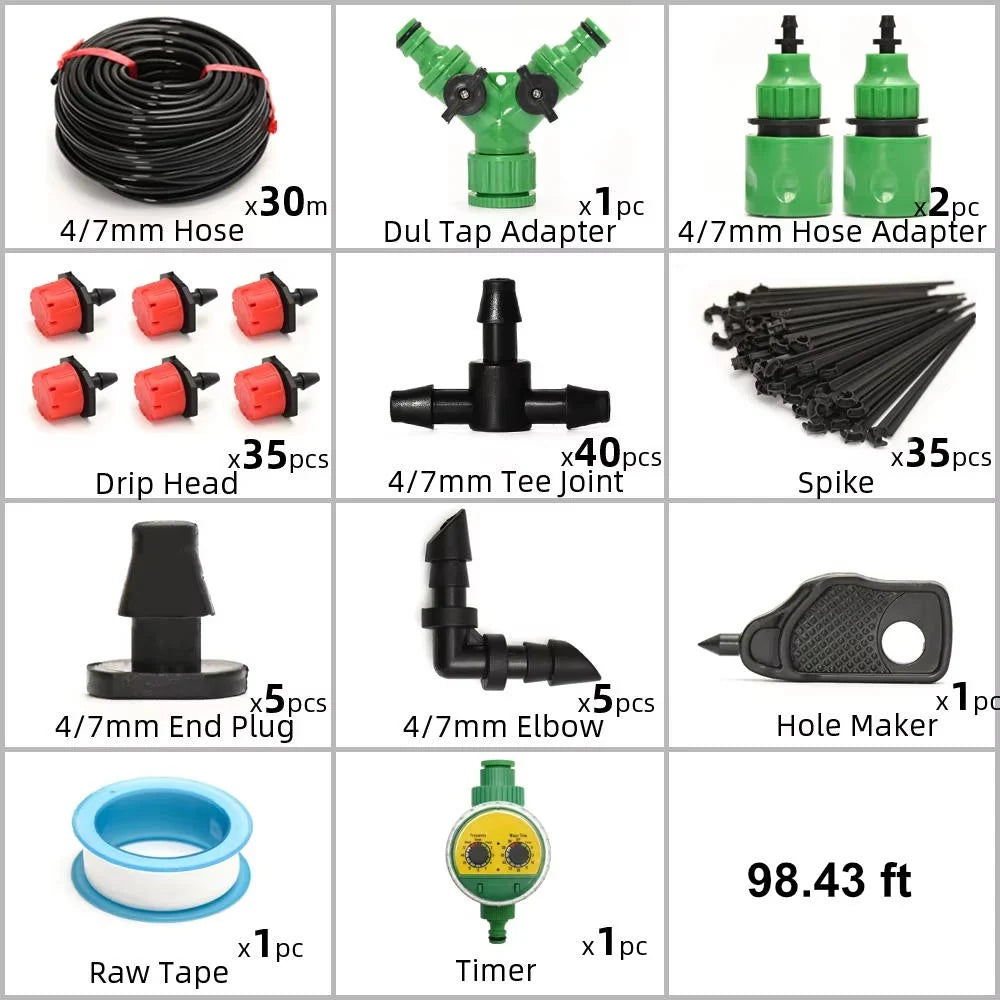 Drip Irrigation System Programmable Timer & Adjustable 8-Hole Heads