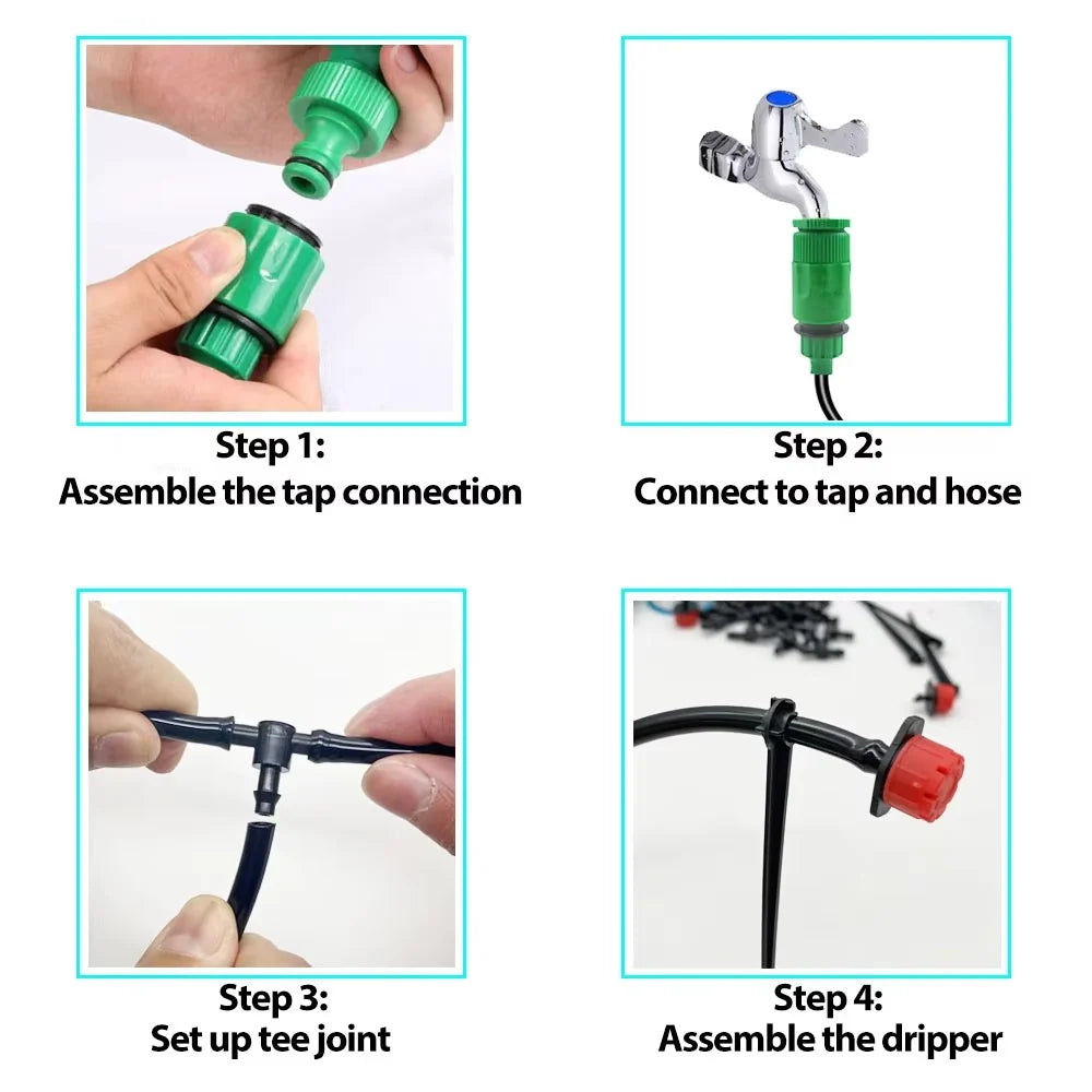 Drip Irrigation System Programmable Timer & Adjustable 8-Hole Heads