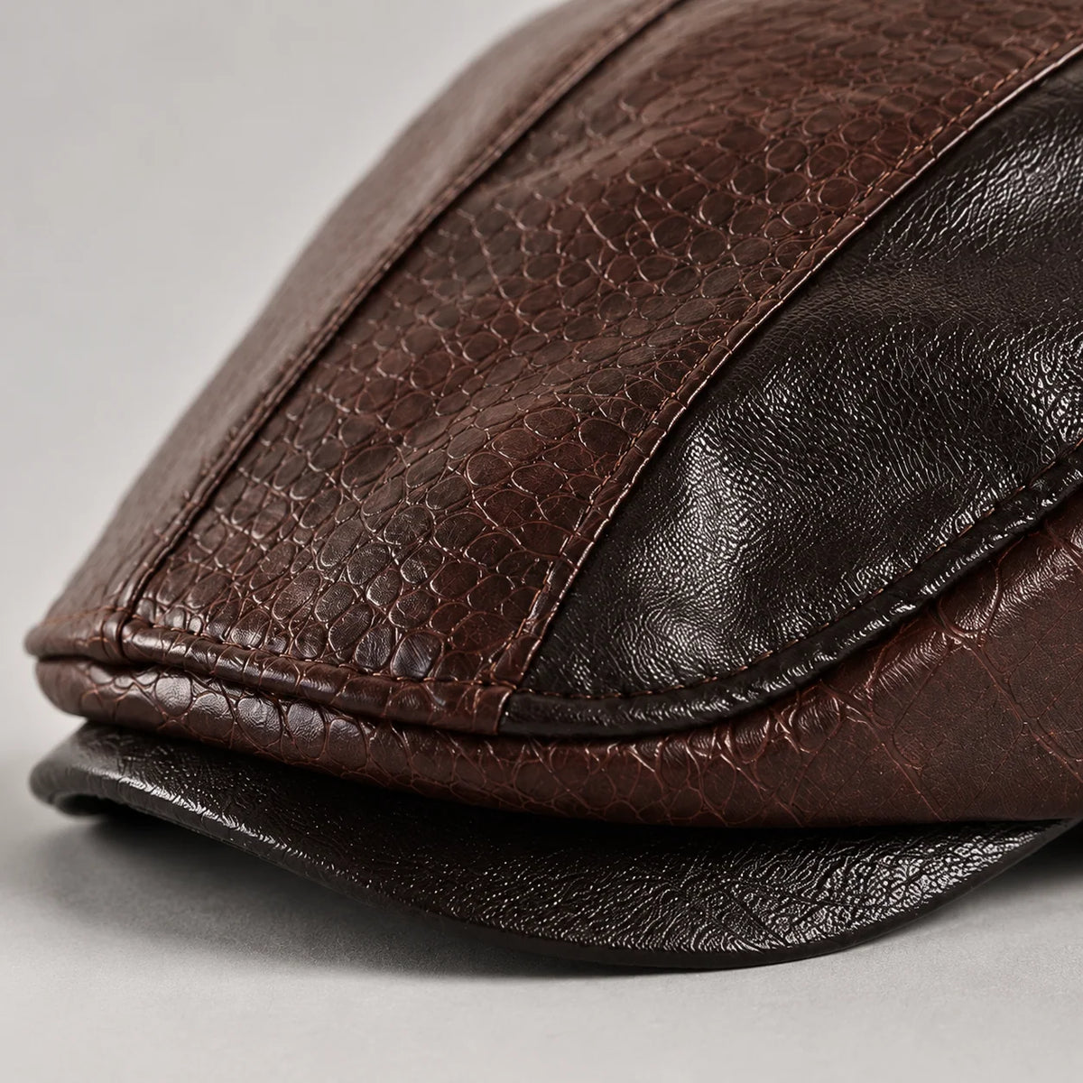 Driving Cap Genuine Leather Croc-Embossed Adjustable Fit