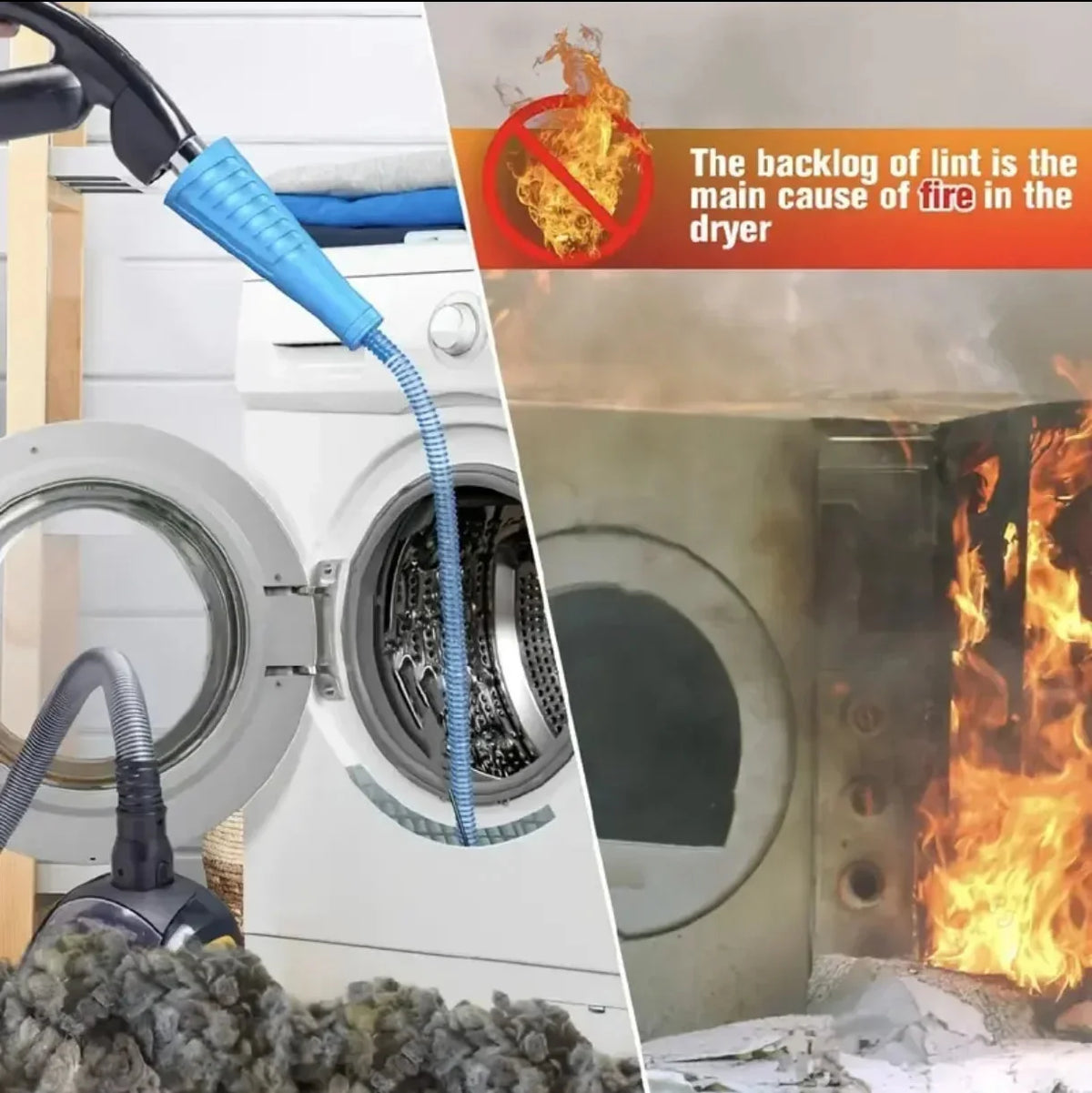 Dryer Vent Cleaner Flexible Long Reach Universal Vacuum Fit