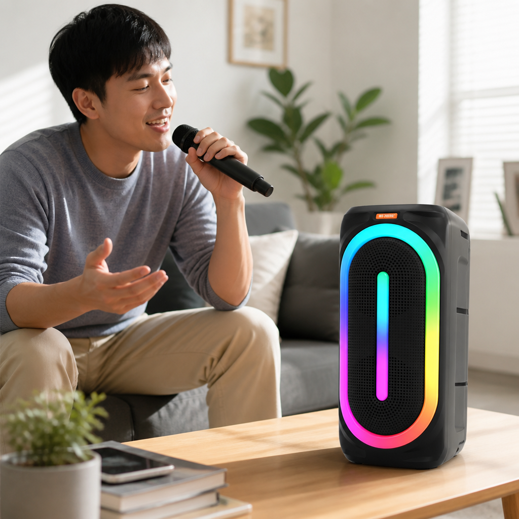 Dual 8W Bluetooth Party Speaker (RGB Lights & Microphone)