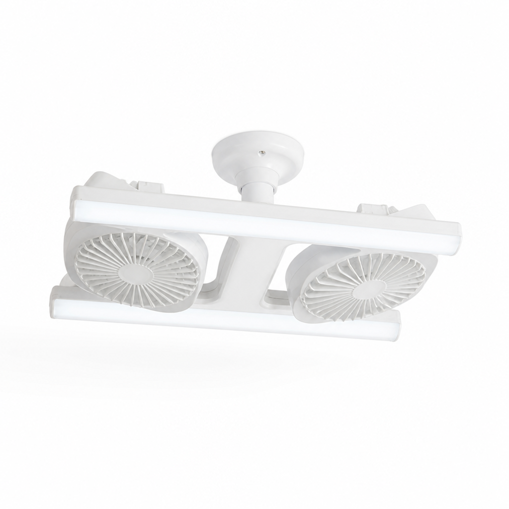 Dual Adjustable Heads Stepless Dimmable LED & Remote Ceiling Fan
