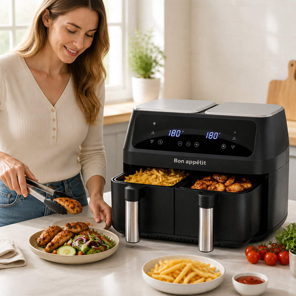 Dual-Basket PFAS-Free Nonstick Air Fryer (8L)