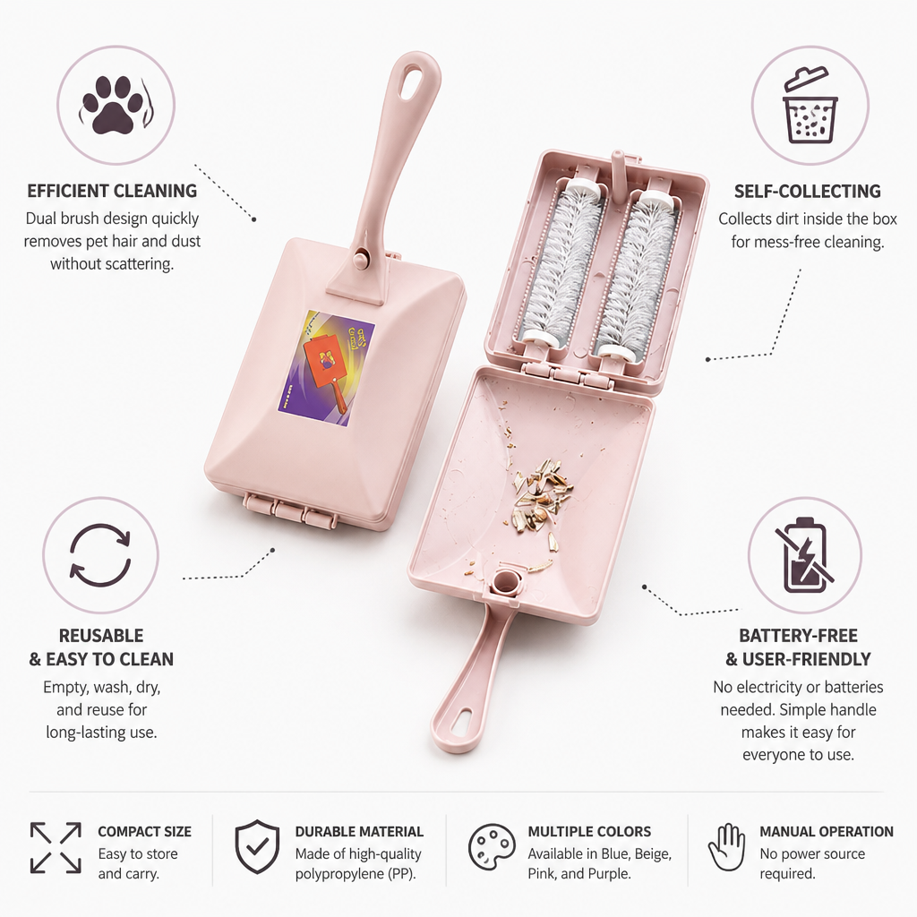 Dual-Brush Self-Collecting Pet Hair Remover Brush