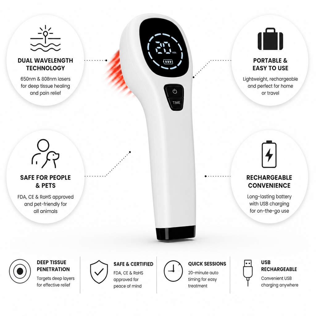 Dual-Wavelength Handheld Laser Therapy Device (USB-Rechargeable)