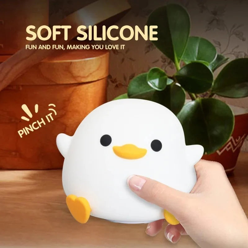 Duck Night Light Soft Silicone USB Rechargeable Tap Control