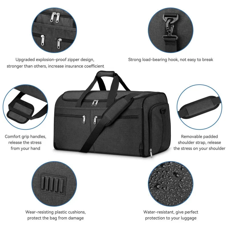 Duffel Bag Large Capacity Multiple Pockets & Adjustable Strap
