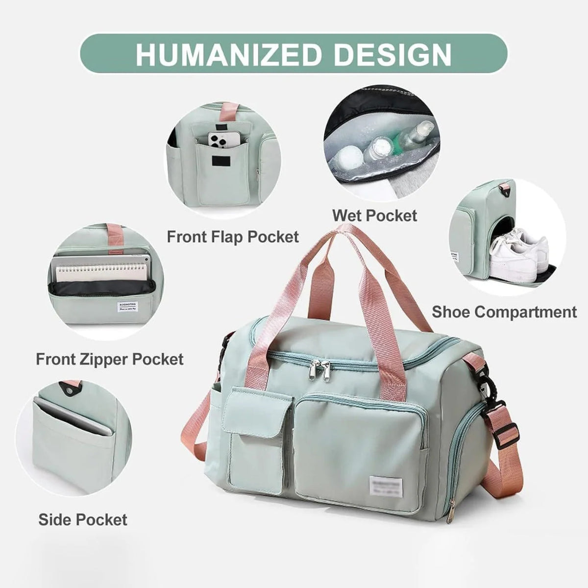 Duffel Bag Separate Shoe Compartment Water-Repellent Design