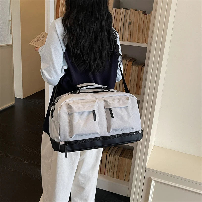 Duffel Bag Water-Resistant Exterior Zipper Pockets & Padded Strap