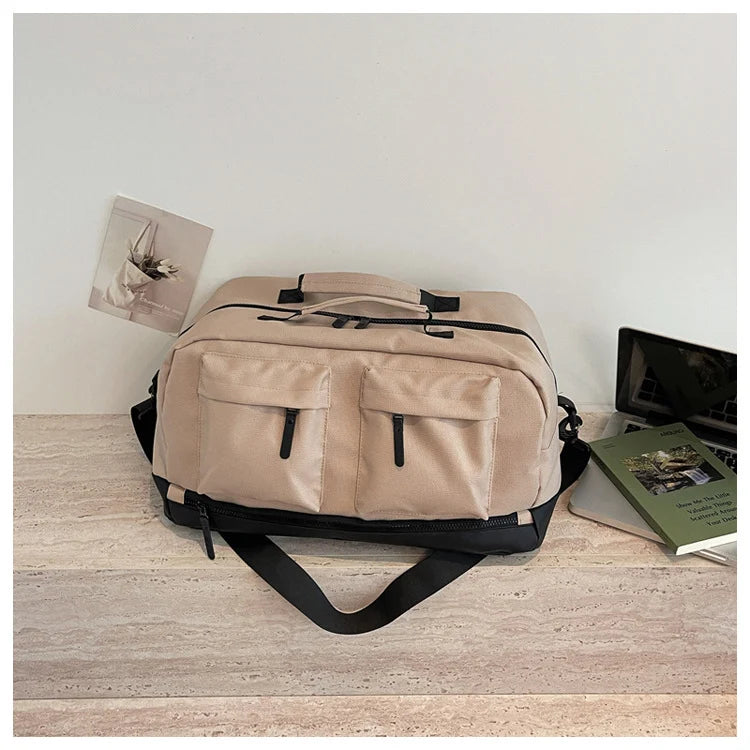 Duffel Bag Water-Resistant Exterior Zipper Pockets & Padded Strap