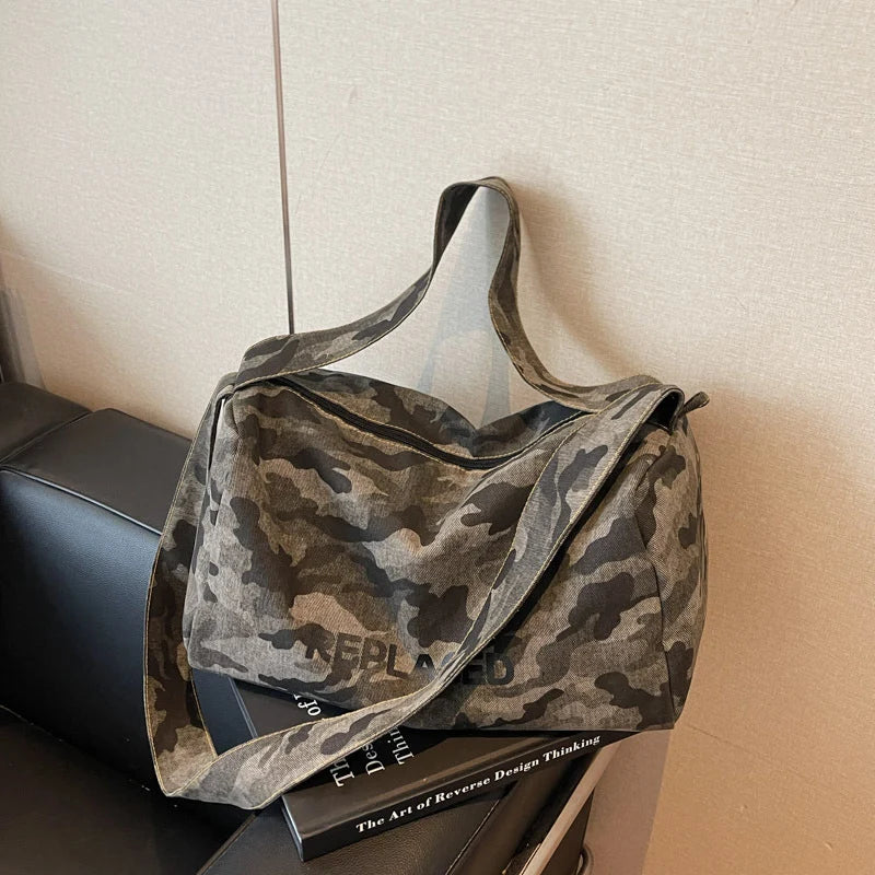 Duffle Bag Camo Print Rugged Fabric Adjustable Strap