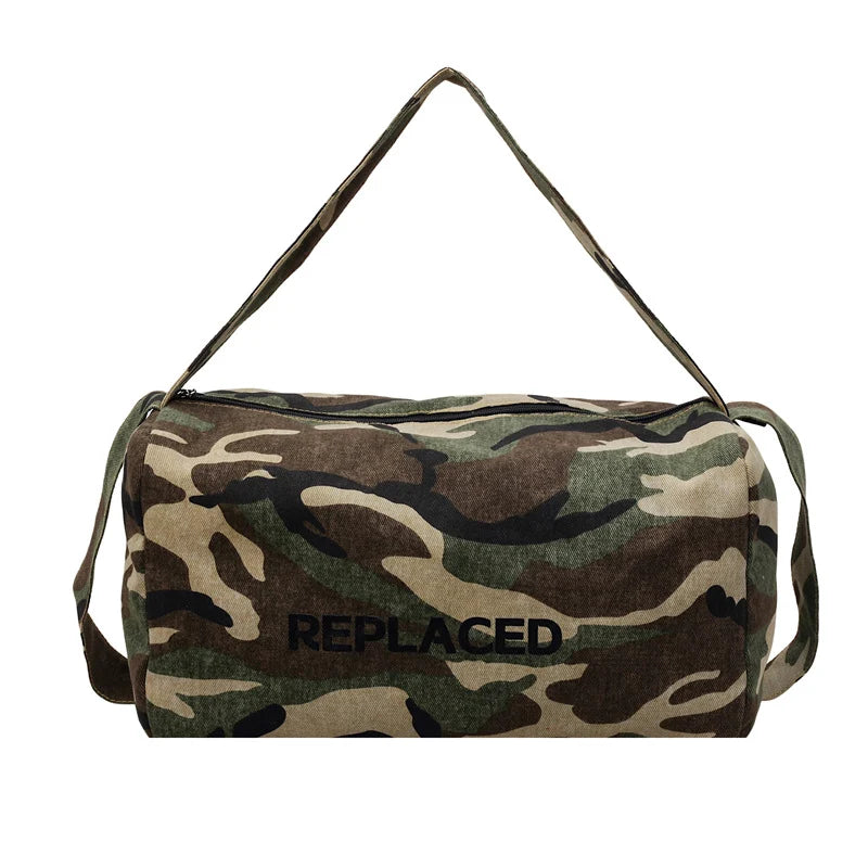 Duffle Bag Camo Print Rugged Fabric Adjustable Strap