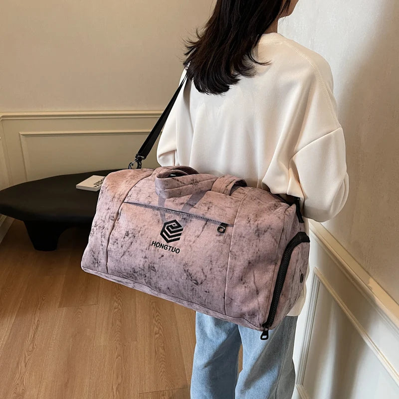 Duffle Bag Canvas Multiple Pockets Adjustable Padded Strap