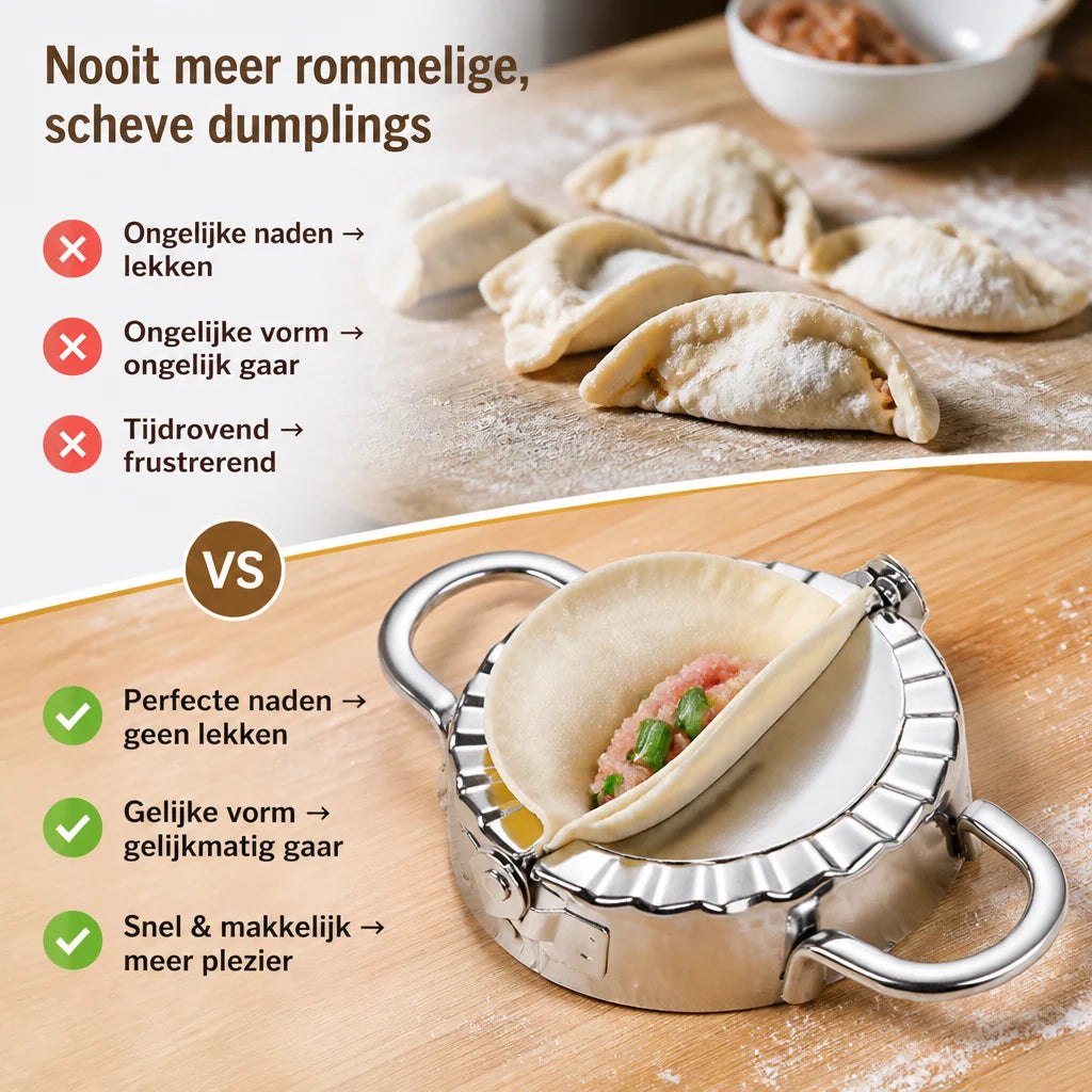 Dumpling Mold Set Stainless Steel 2-Piece With Dough Cutter