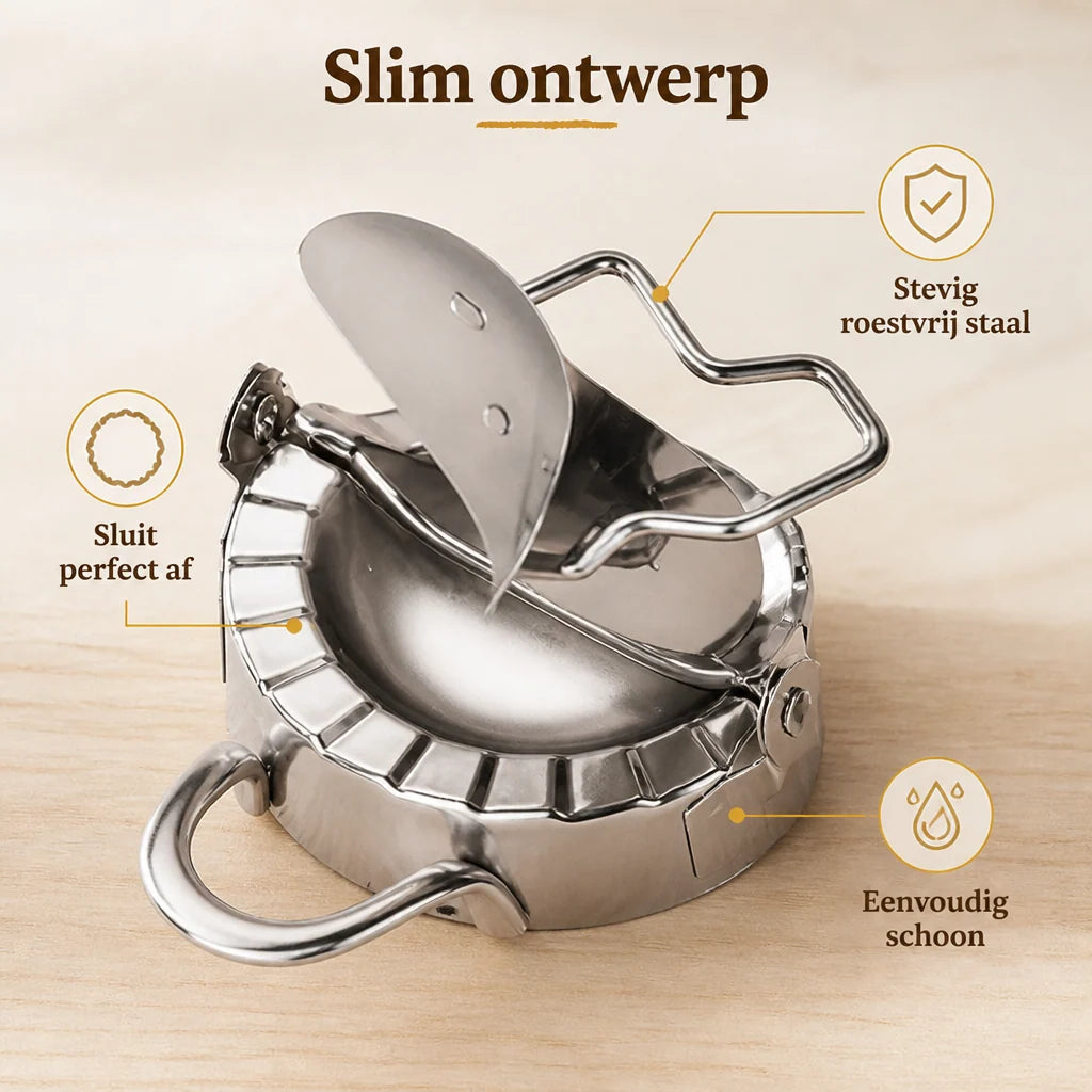 Dumpling Mold Set Stainless Steel 2-Piece With Dough Cutter