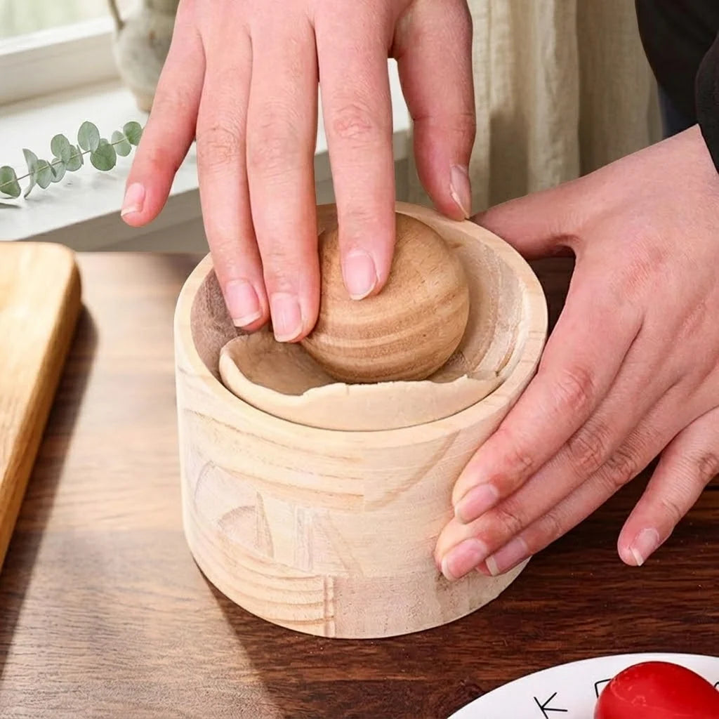 Dumpling Wrapper Maker Wooden Press-and-Rotate Design
