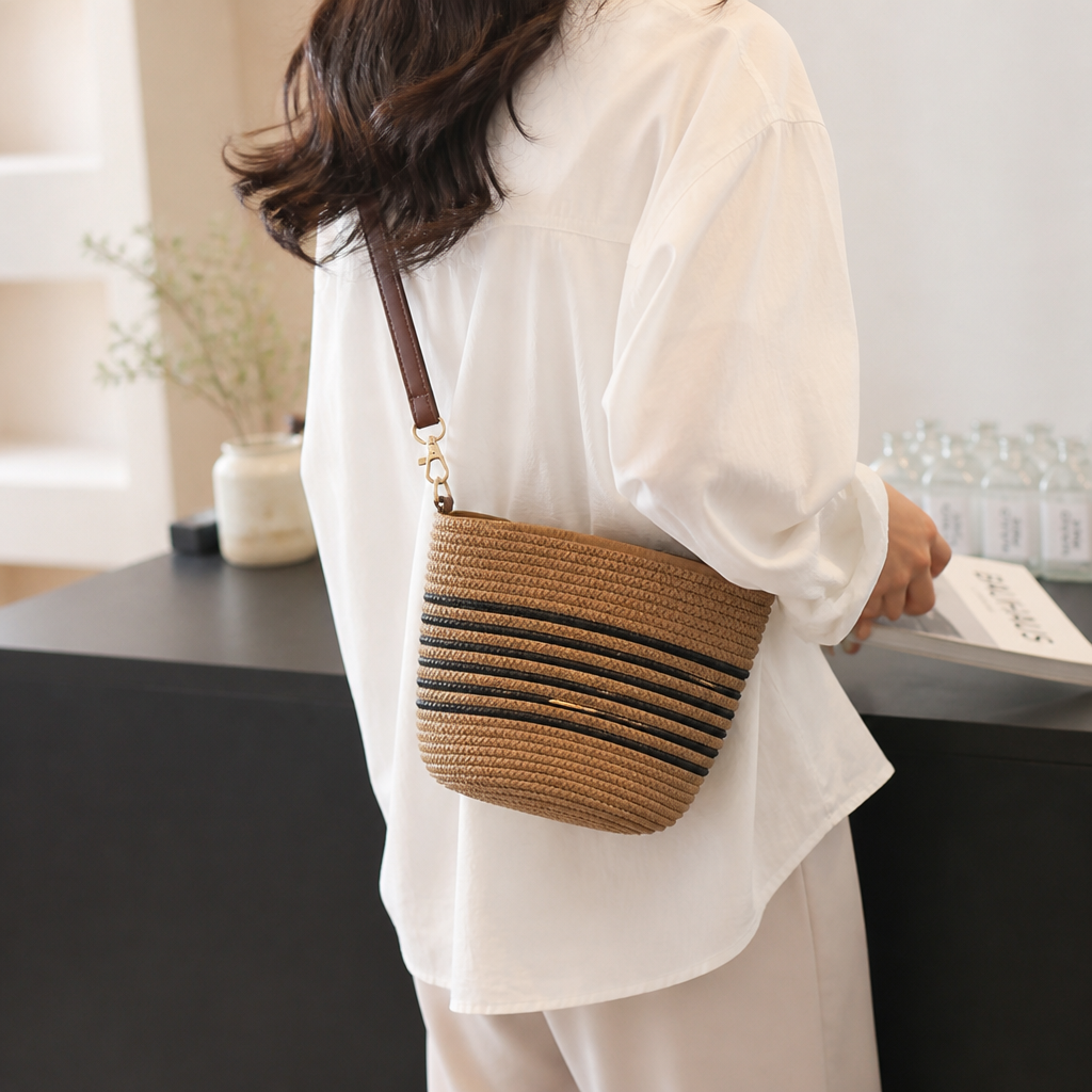 Durable Adjustable-Strap Zipper Shoulder Bag
