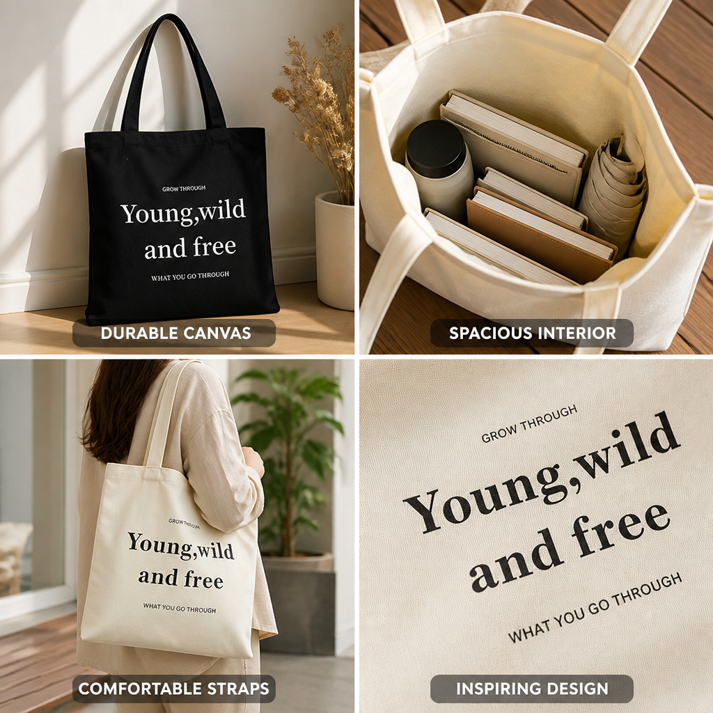 Durable Canvas Inspirational Tote Bag