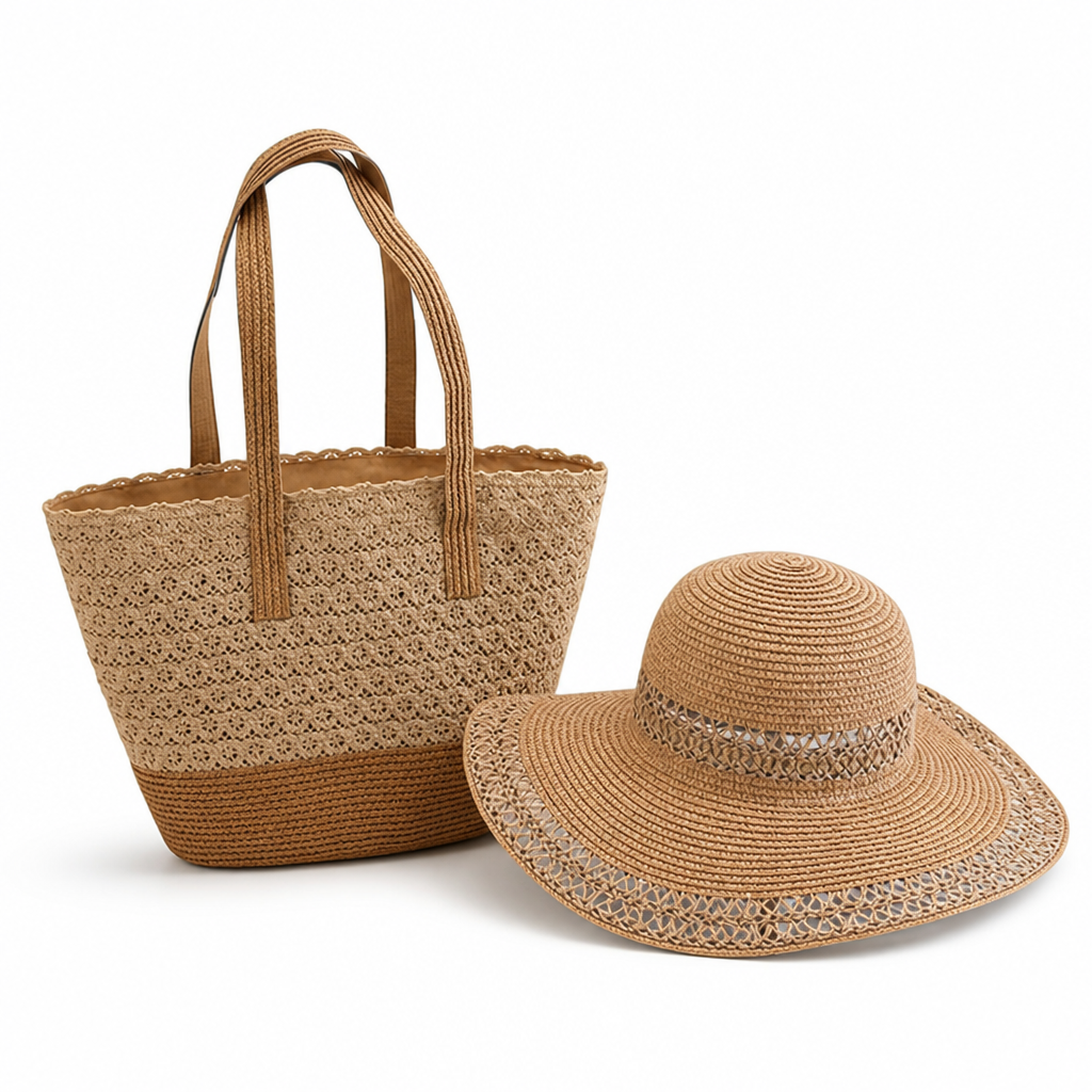 Durable Easy-to-Clean Beach Tote & UV-Protective Sun Hat