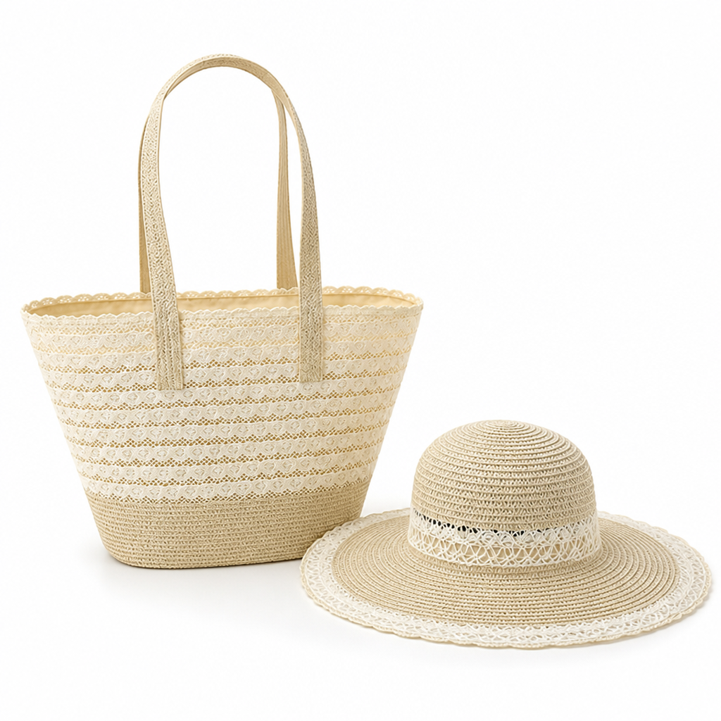 Durable Easy-to-Clean Beach Tote & UV-Protective Sun Hat