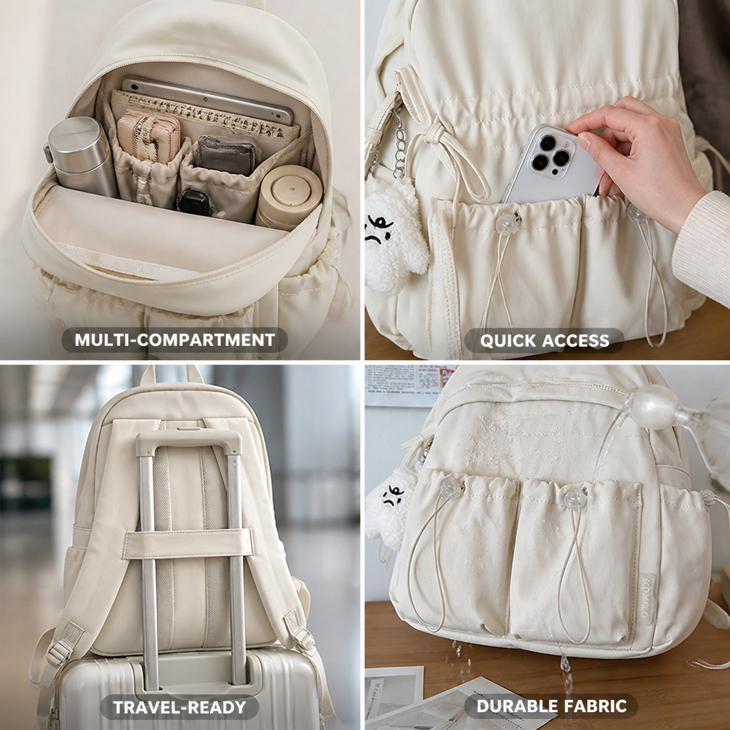 Durable Fabric & Multi-Compartment Drawstring Backpack