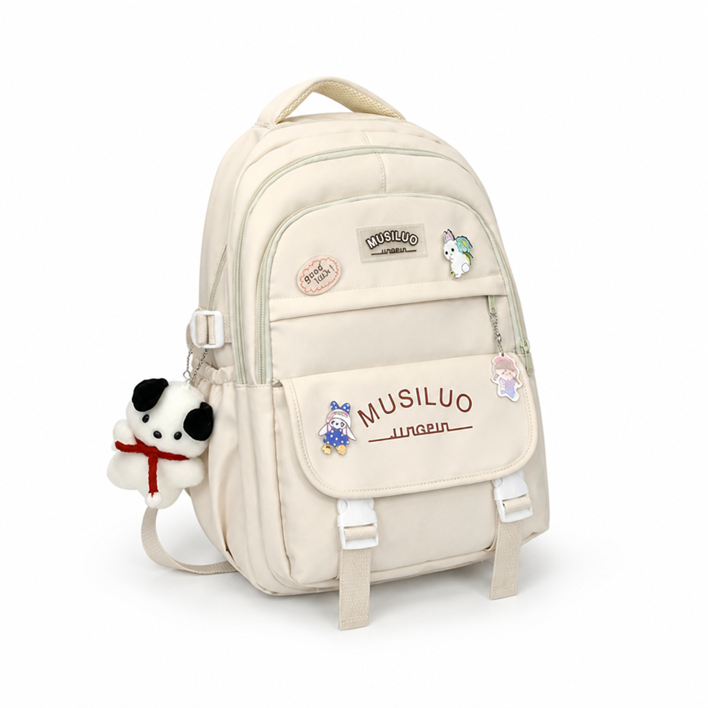 Durable Fabric Multi-Pocket Backpack With Padded Straps