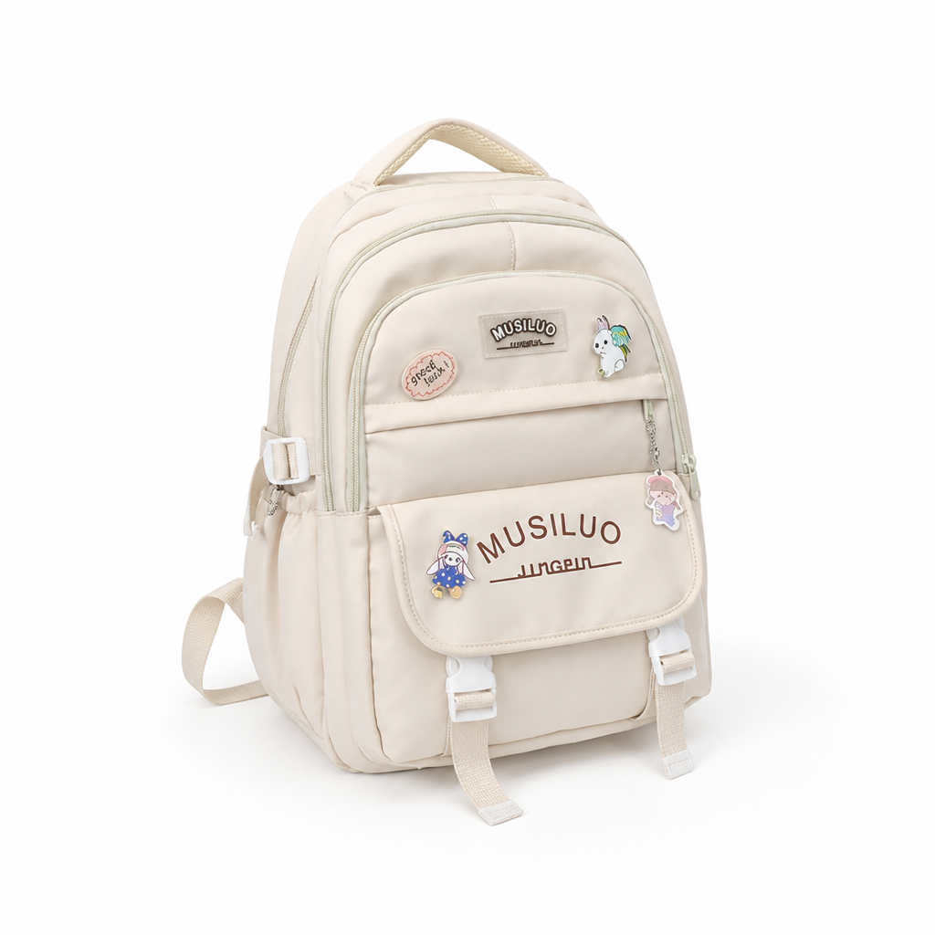 Durable Fabric Multi-Pocket Backpack With Padded Straps