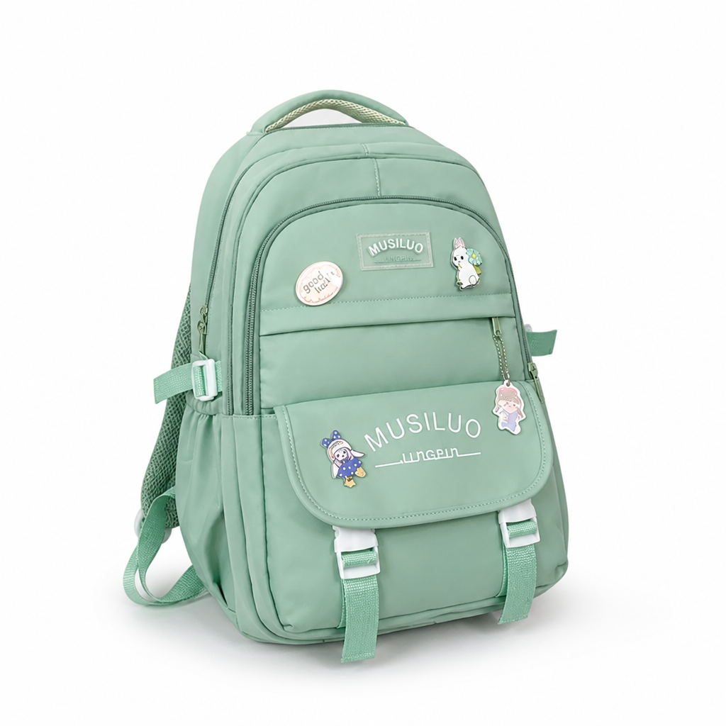 Durable Fabric Multi-Pocket Backpack With Padded Straps