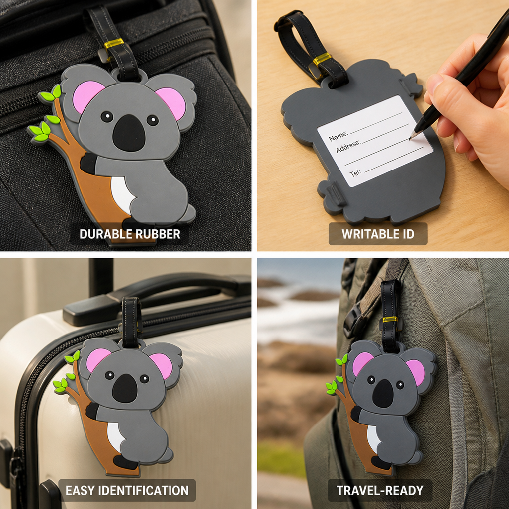 Durable Flexible Rubber Koala Luggage Tag (Writable ID)