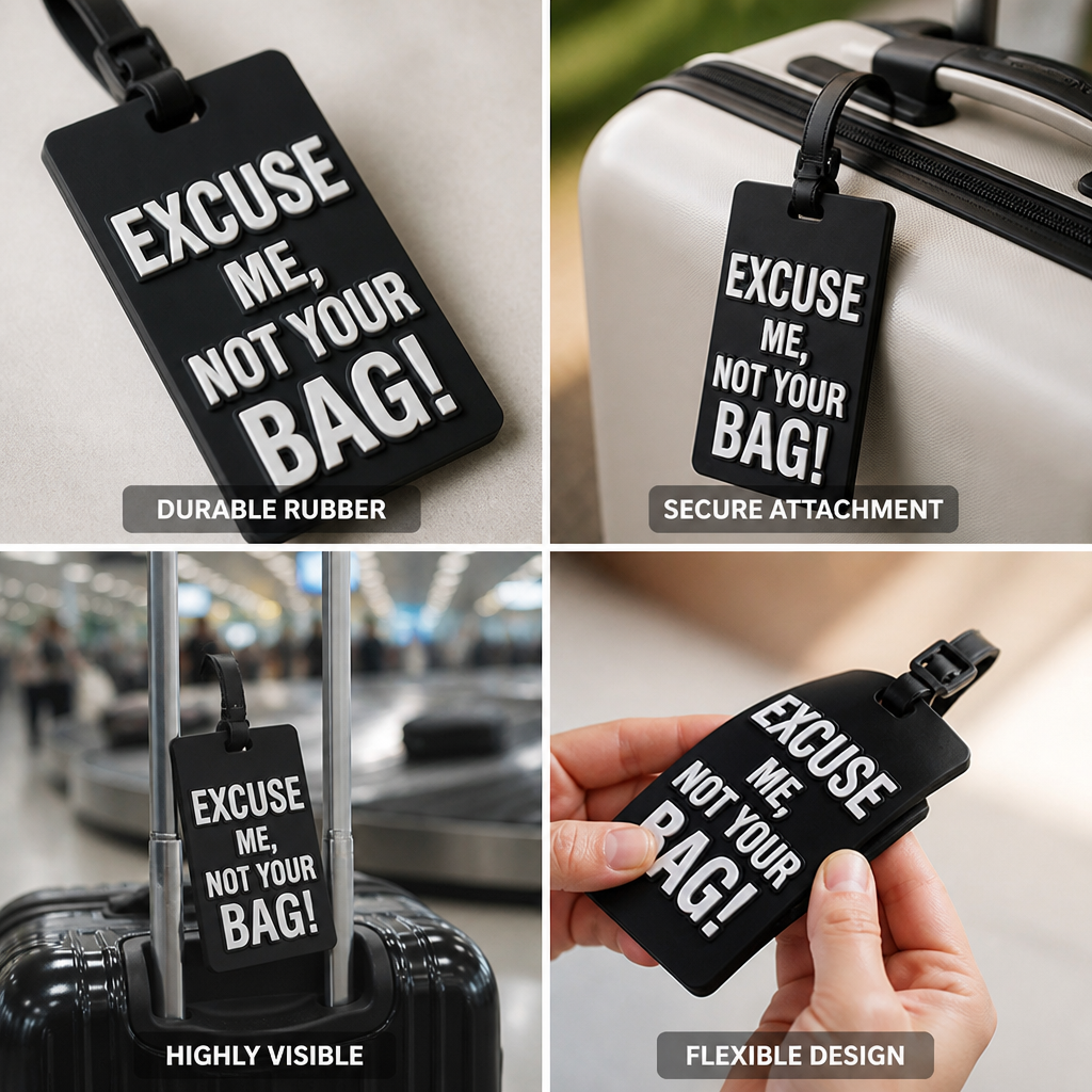 Durable Flexible Rubber Luggage Tag (Secure Strap)